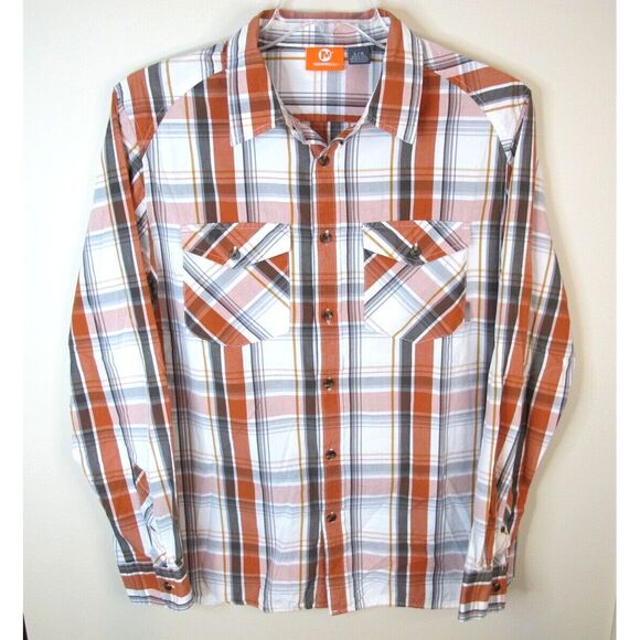 Merrell Long Sleeve Button Down Shirt Men's Large Plaid Multicolored Cotton - Picture 1 of 6